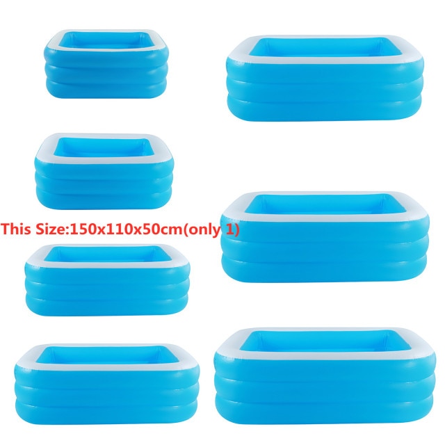 150-300cm 3Layer Children Inflatable Pool Bathing Tub Kid Adult Home Outdoor Large Swimming Pool Inflatable Square Swimming Pool