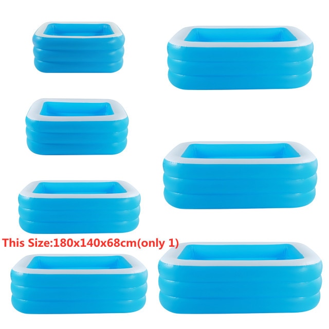 150-300cm 3Layer Children Inflatable Pool Bathing Tub Kid Adult Home Outdoor Large Swimming Pool Inflatable Square Swimming Pool