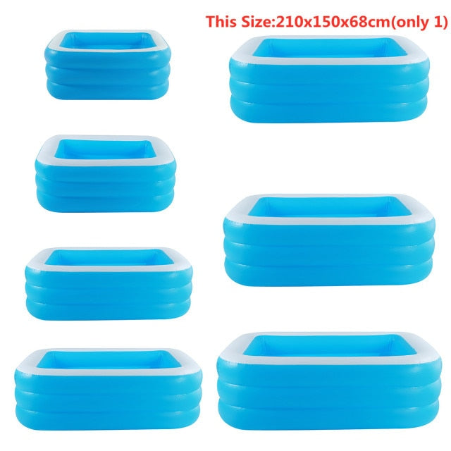150-300cm 3Layer Children Inflatable Pool Bathing Tub Kid Adult Home Outdoor Large Swimming Pool Inflatable Square Swimming Pool