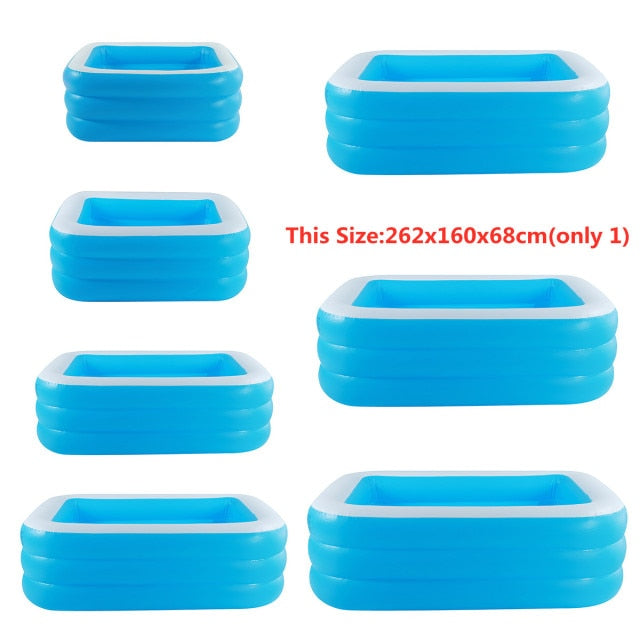 150-300cm 3Layer Children Inflatable Pool Bathing Tub Kid Adult Home Outdoor Large Swimming Pool Inflatable Square Swimming Pool
