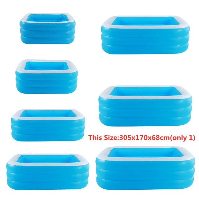 150-300cm 3Layer Children Inflatable Pool Bathing Tub Kid Adult Home Outdoor Large Swimming Pool Inflatable Square Swimming Pool