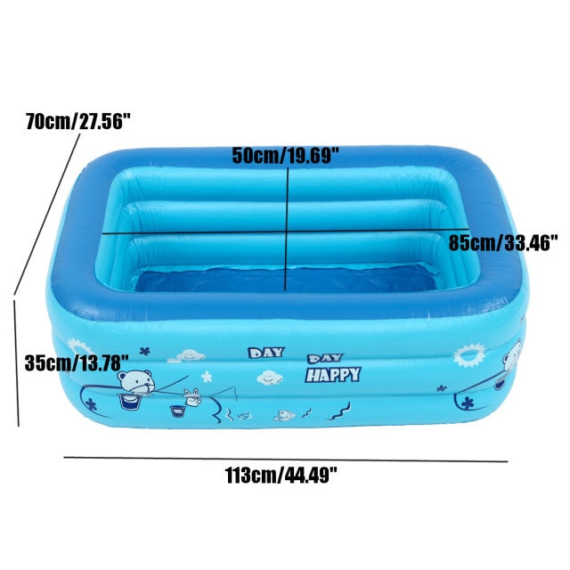 113/123CM 3 Layers Children Inflatable Pool Bathing Tub Baby Kid Home Outdoor Large Inflatable Square Swimming Pool Water Play