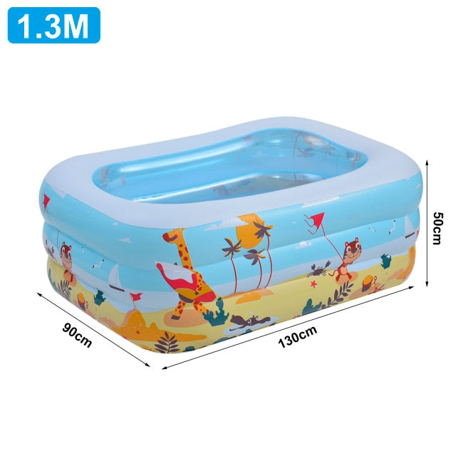 110/128/155CM Rectangular Inflatable Swimming Pool Thicken PVC Paddling Pool Bathing Tub Outdoor Summer Swimming Pool For Kids