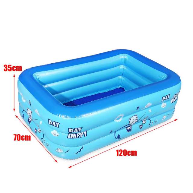 120CM 2/3Layers Children Inflatable Pool Bathing Tub Baby Kid Home Outdoor Large Swimming Pool Inflatable Square Swimming Pool