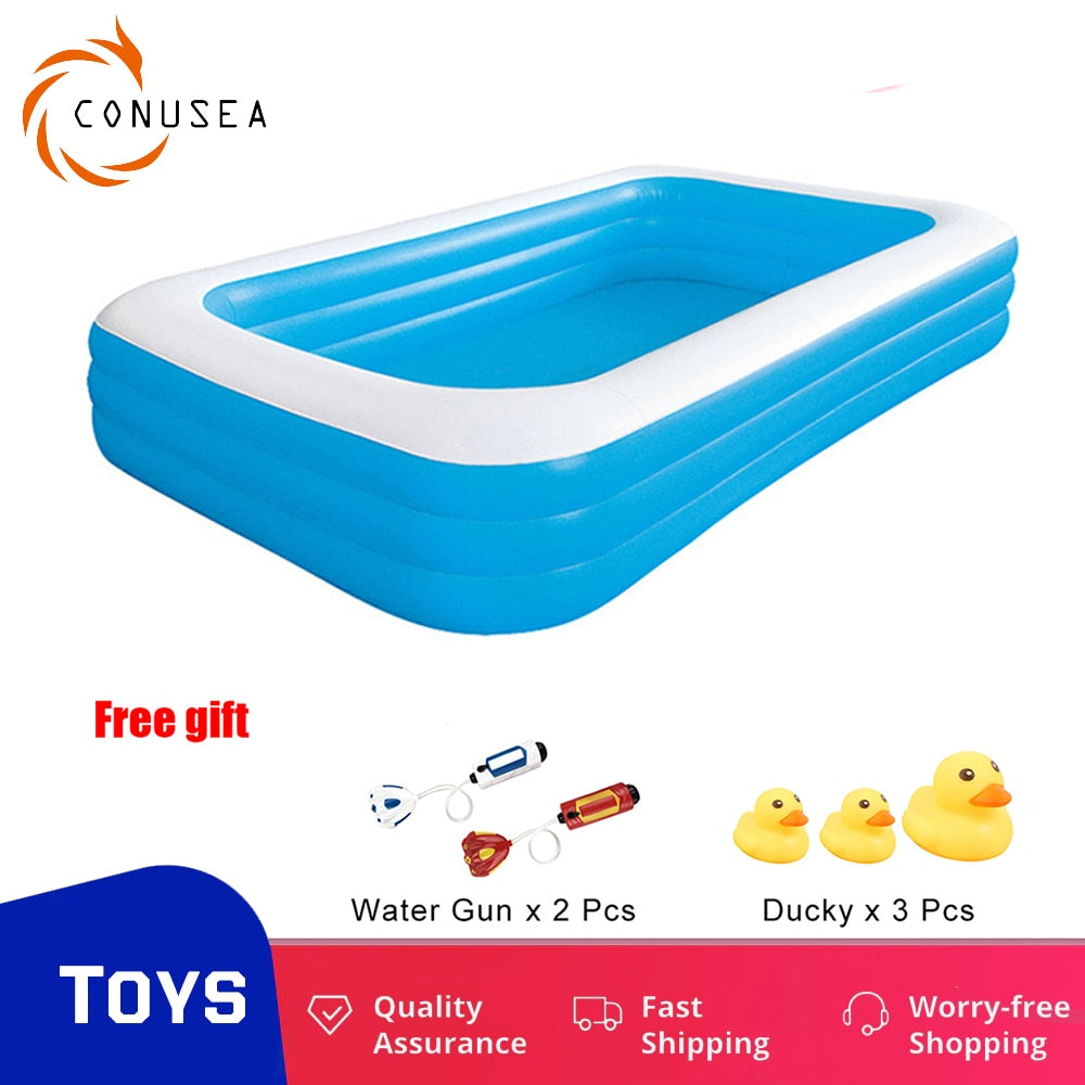 2M/2.6M Large Pools for Family Summer Swimming Pool Inflatable Framed Removable Swimming Bathtub Child Pool for Cottages Child