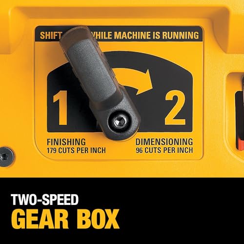 DEWALT Thickness Planer, 13-inch Wood Planer, Three Knife Two Speed, 15 Amp, 20,000 RPM Motor (DW735X)