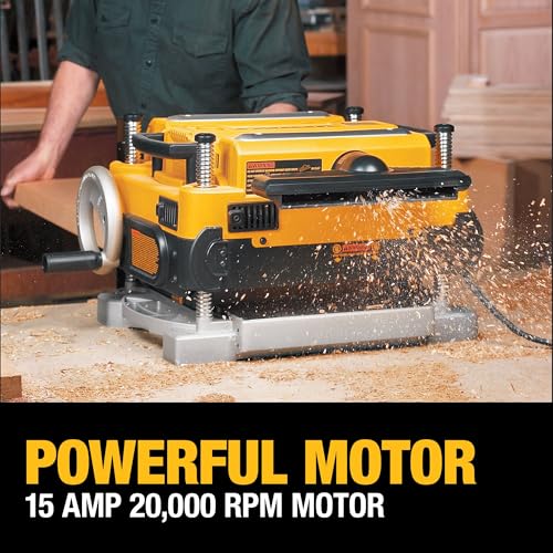 DEWALT Thickness Planer, 13-inch Wood Planer, Three Knife Two Speed, 15 Amp, 20,000 RPM Motor (DW735X)