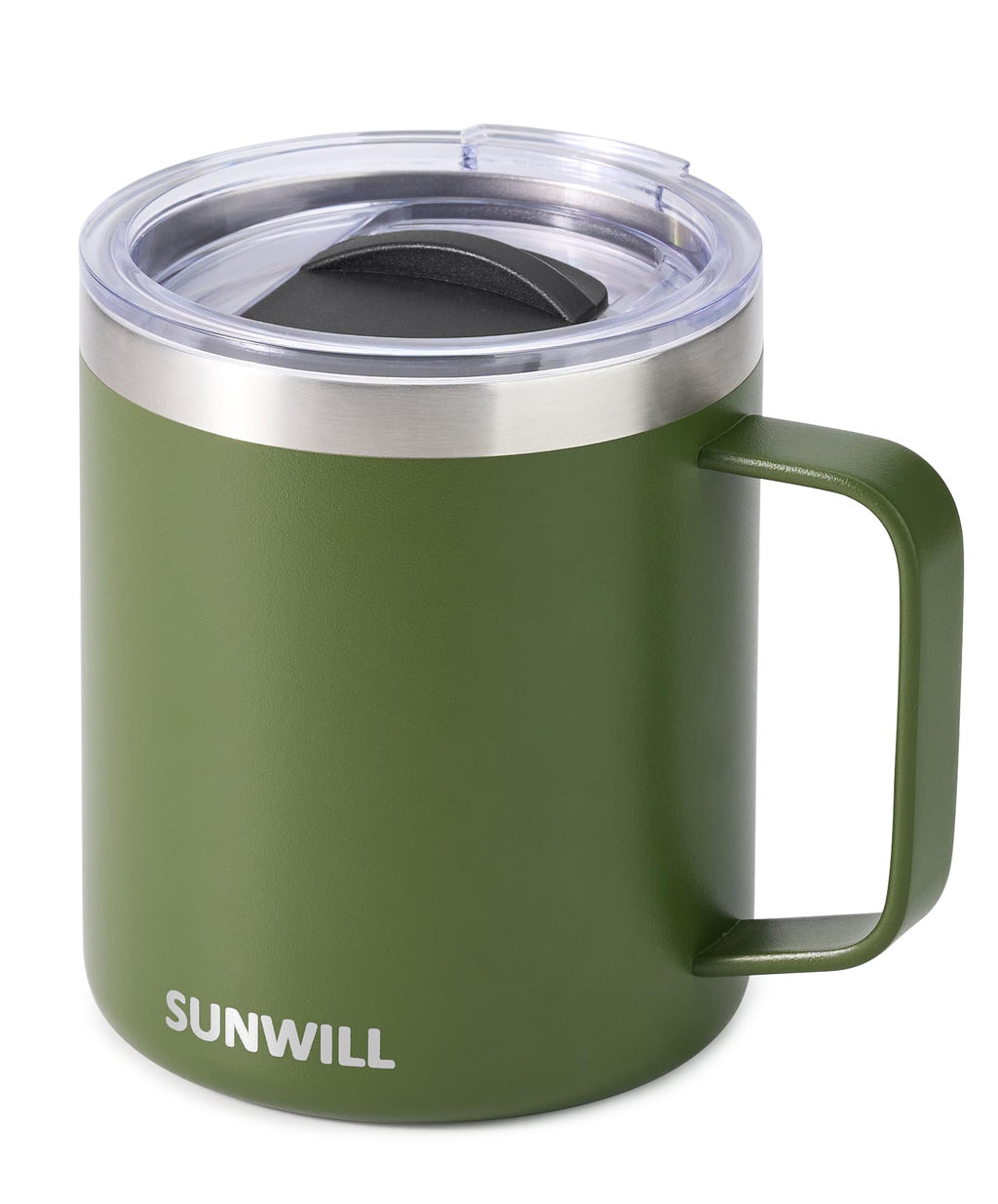 SUNWILL Travel Coffee Mug with Lid, Insulated Tumbler with Handle, 14 oz Stainless Steel Cup for Ice, Water, Tea, Powder Coated Orchid