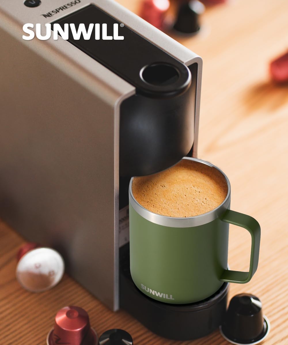 SUNWILL Travel Coffee Mug with Lid, Insulated Tumbler with Handle, 14 oz Stainless Steel Cup for Ice, Water, Tea, Powder Coated Orchid