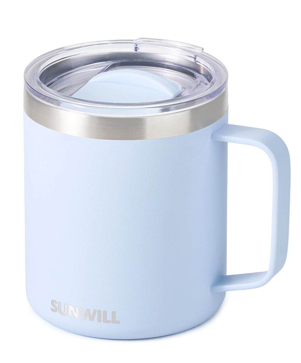 SUNWILL Travel Coffee Mug with Lid, Insulated Tumbler with Handle, 14 oz Stainless Steel Cup for Ice, Water, Tea, Powder Coated Orchid