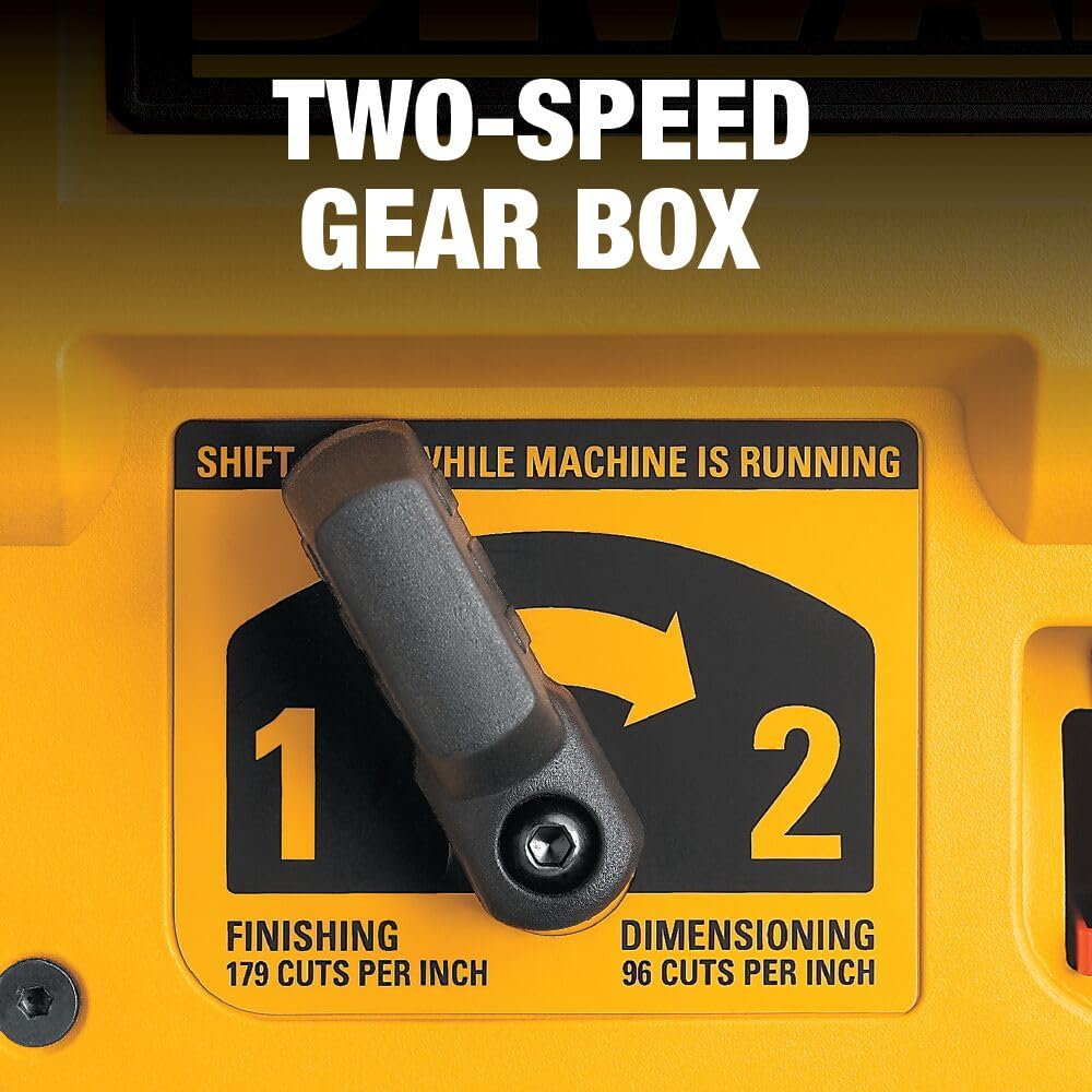 DEWALT Thickness Planer, 13-inch Wood Planer, Three Knife Two Speed, 15 Amp, 20,000 RPM Motor (DW735X)