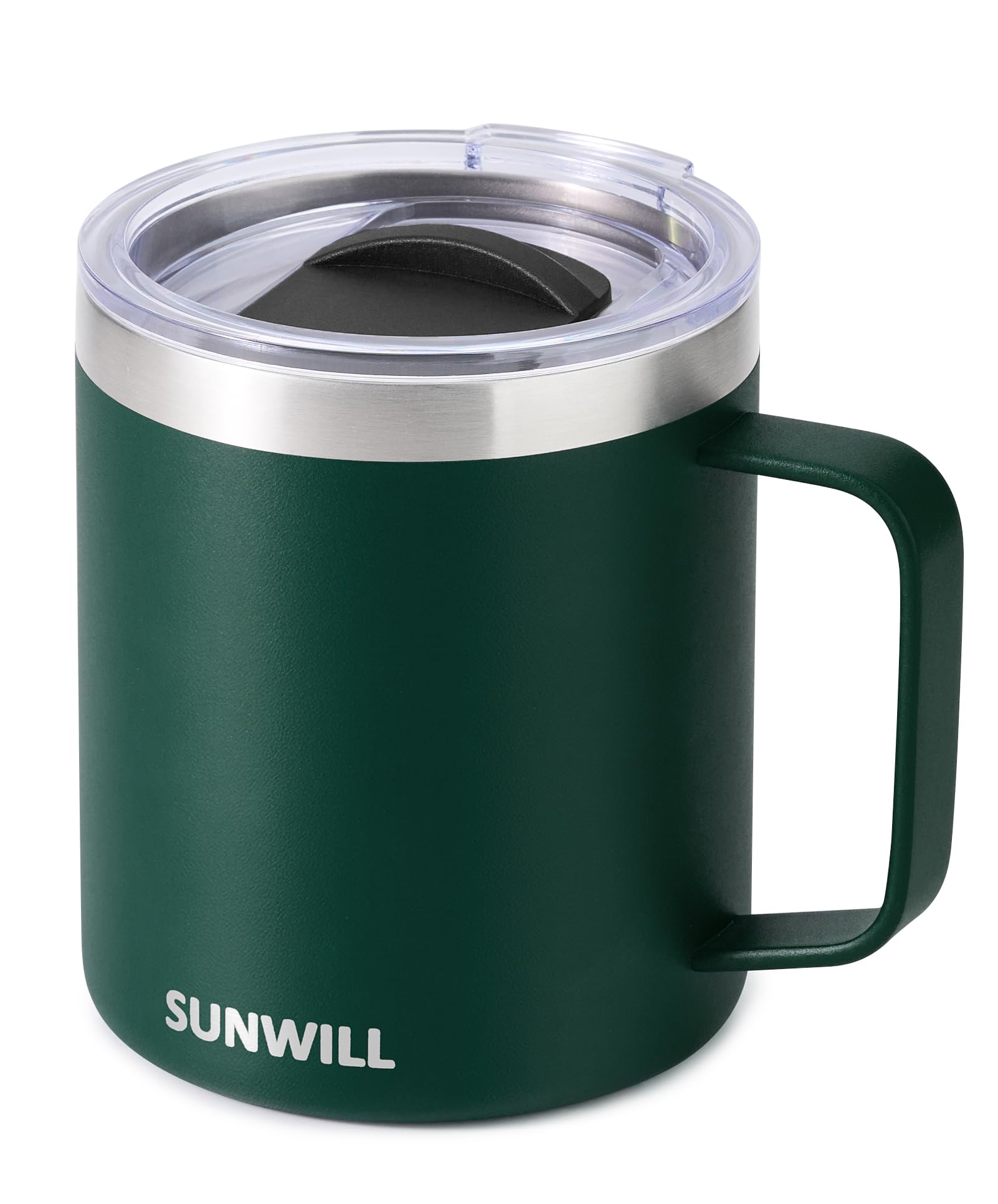 SUNWILL Travel Coffee Mug with Lid, Insulated Tumbler with Handle, 14 oz Stainless Steel Cup for Ice, Water, Tea, Powder Coated Orchid