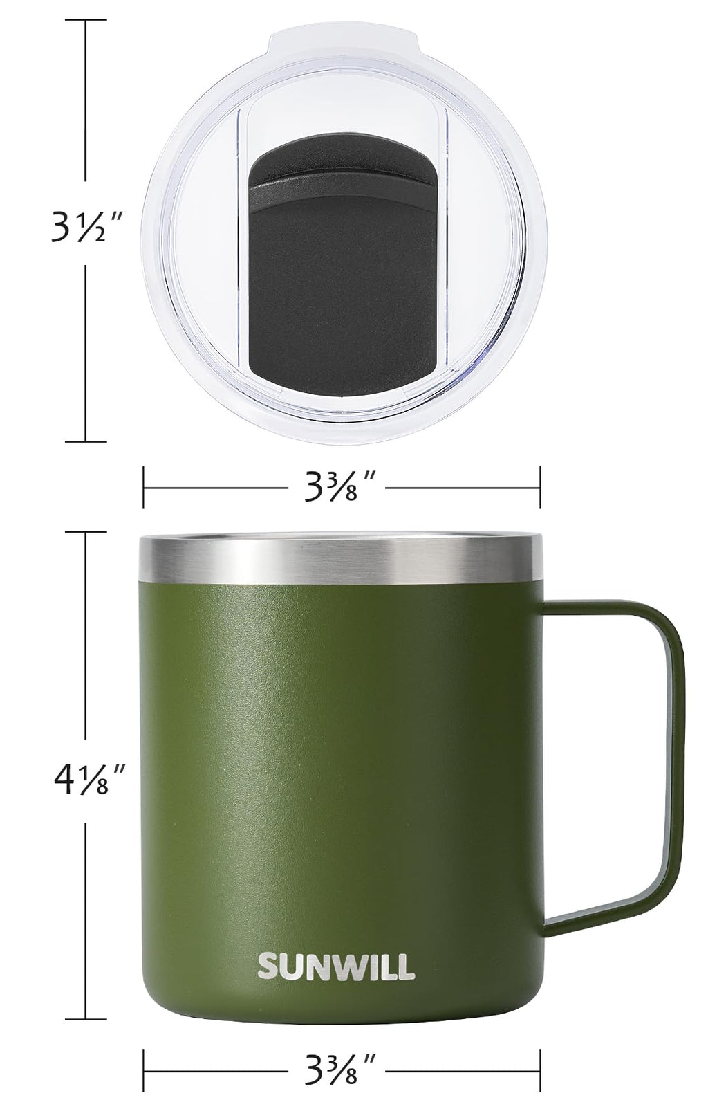 SUNWILL Travel Coffee Mug with Lid, Insulated Tumbler with Handle, 14 oz Stainless Steel Cup for Ice, Water, Tea, Powder Coated Orchid