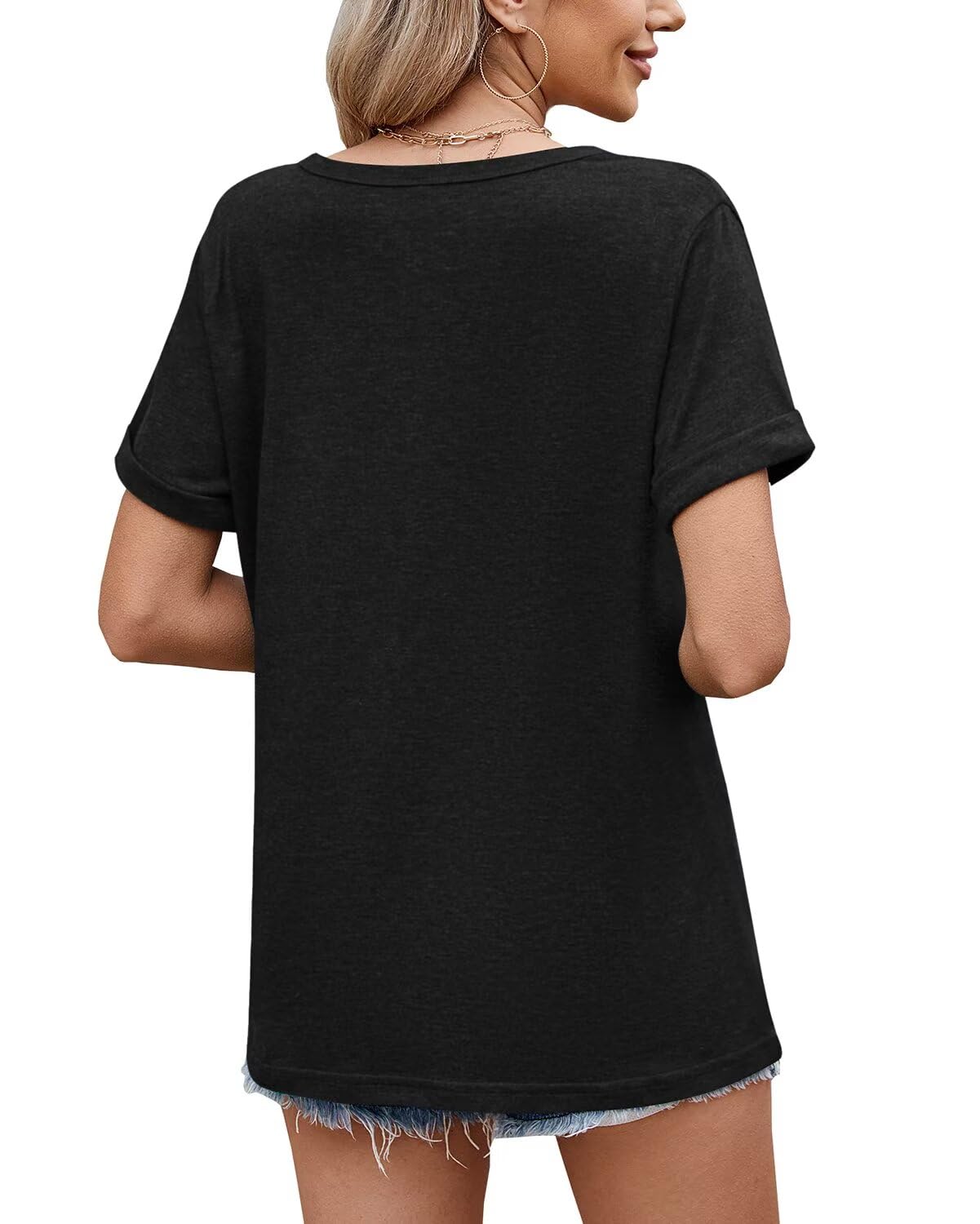 WELINCO T-Shirts d'été à Manches Courtes Pour Femmes, Chemises décontractées et douces, t-Shirts basiques Wine Red X-Large