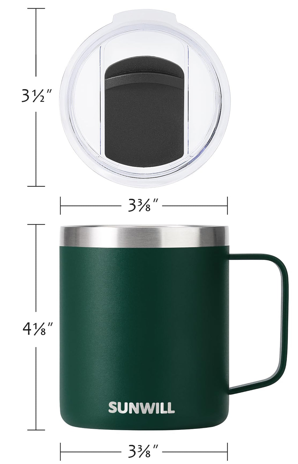 SUNWILL Travel Coffee Mug with Lid, Insulated Tumbler with Handle, 14 oz Stainless Steel Cup for Ice, Water, Tea, Powder Coated Orchid