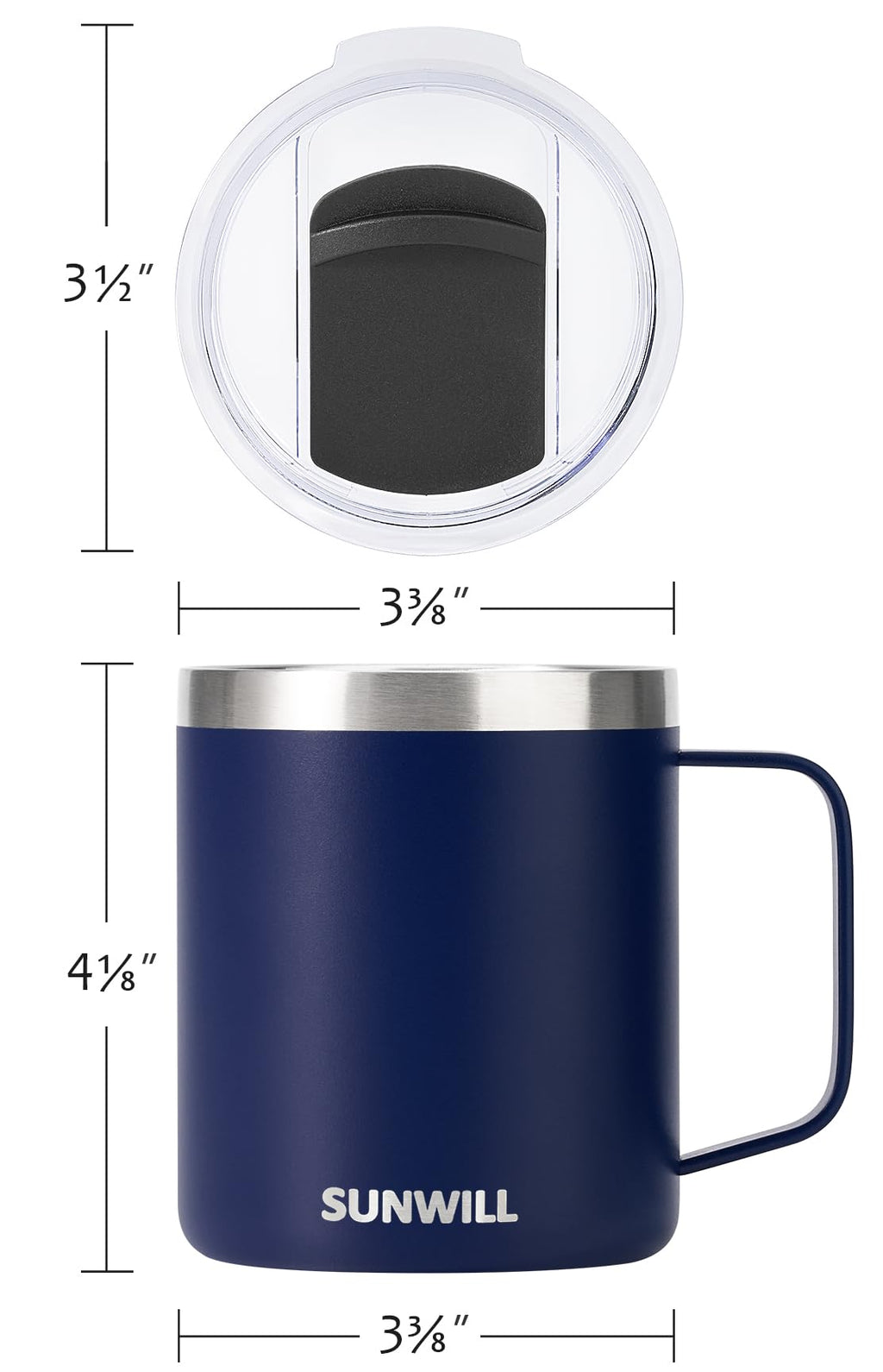 SUNWILL Travel Coffee Mug with Lid, Insulated Tumbler with Handle, 14 oz Stainless Steel Cup for Ice, Water, Tea, Powder Coated Orchid
