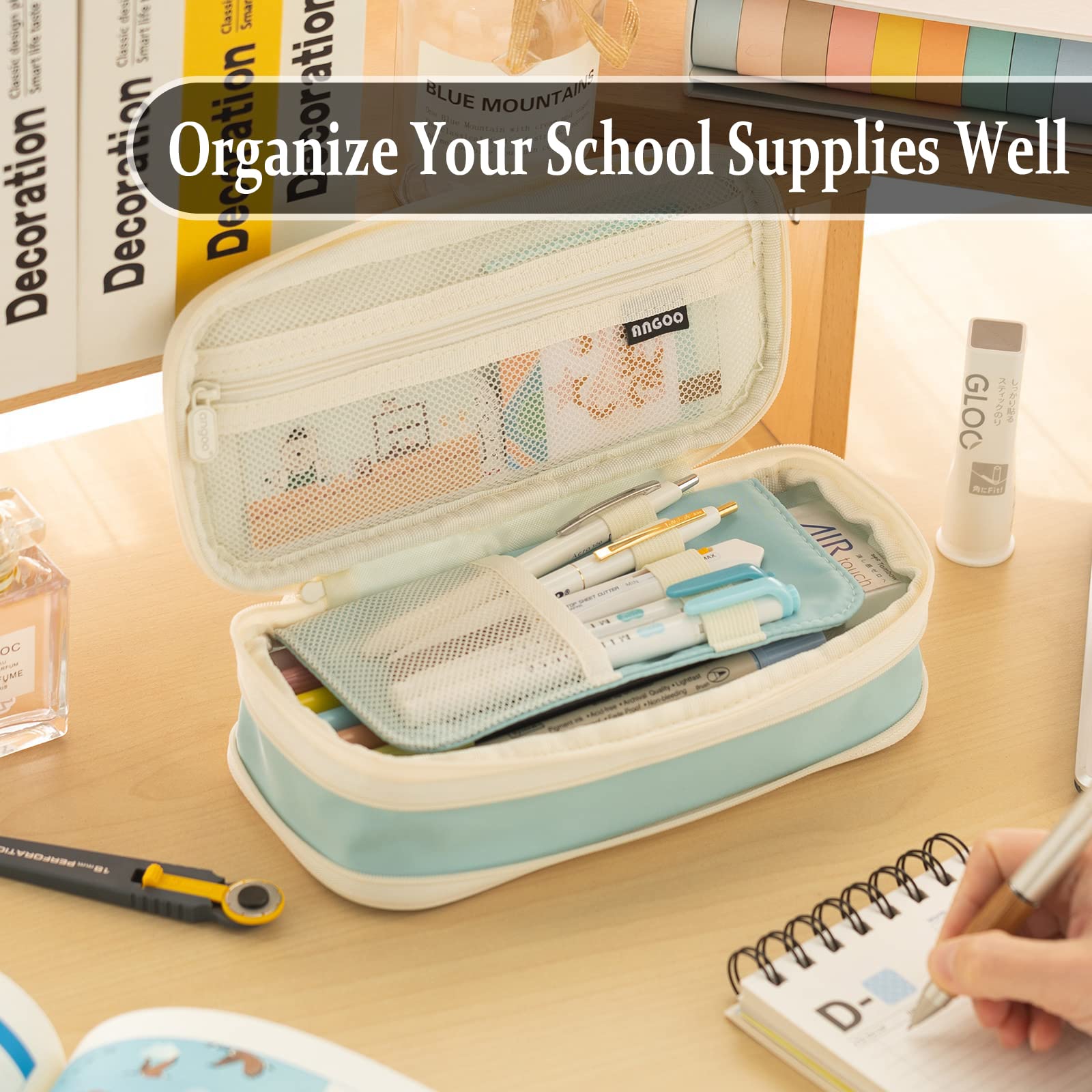 Large Capacity Pencil Case, Pencil Case for Adult, Cute Pencil Case, Pen Pencil Organizer for Stationery Supplies Marker Highlighter for Middle High School Student Kids Adult (Pink)