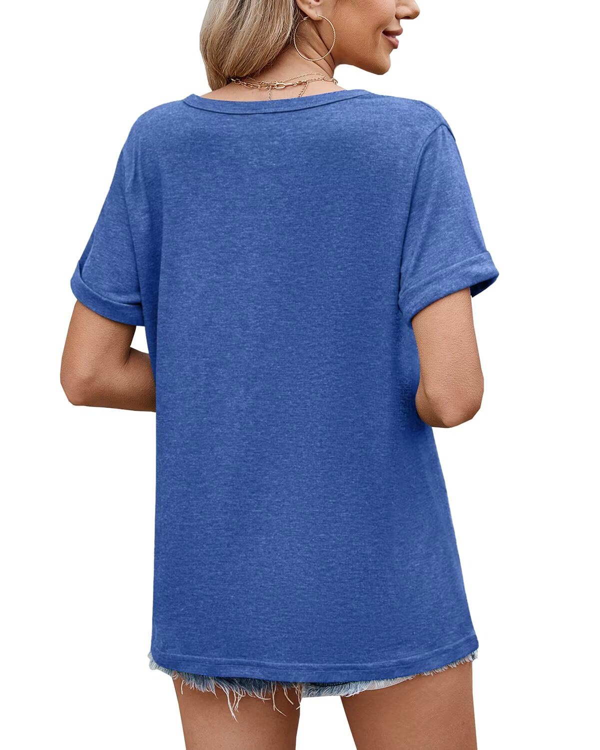 WELINCO T-Shirts d'été à Manches Courtes Pour Femmes, Chemises décontractées et douces, t-Shirts basiques Wine Red X-Large