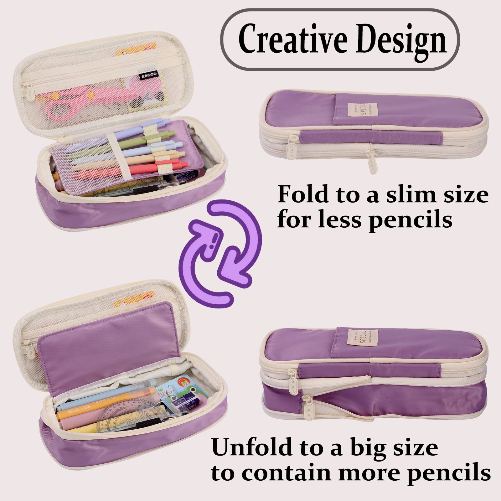 Large Capacity Pencil Case, Pencil Case for Adult, Cute Pencil Case, Pen Pencil Organizer for Stationery Supplies Marker Highlighter for Middle High School Student Kids Adult (Pink)