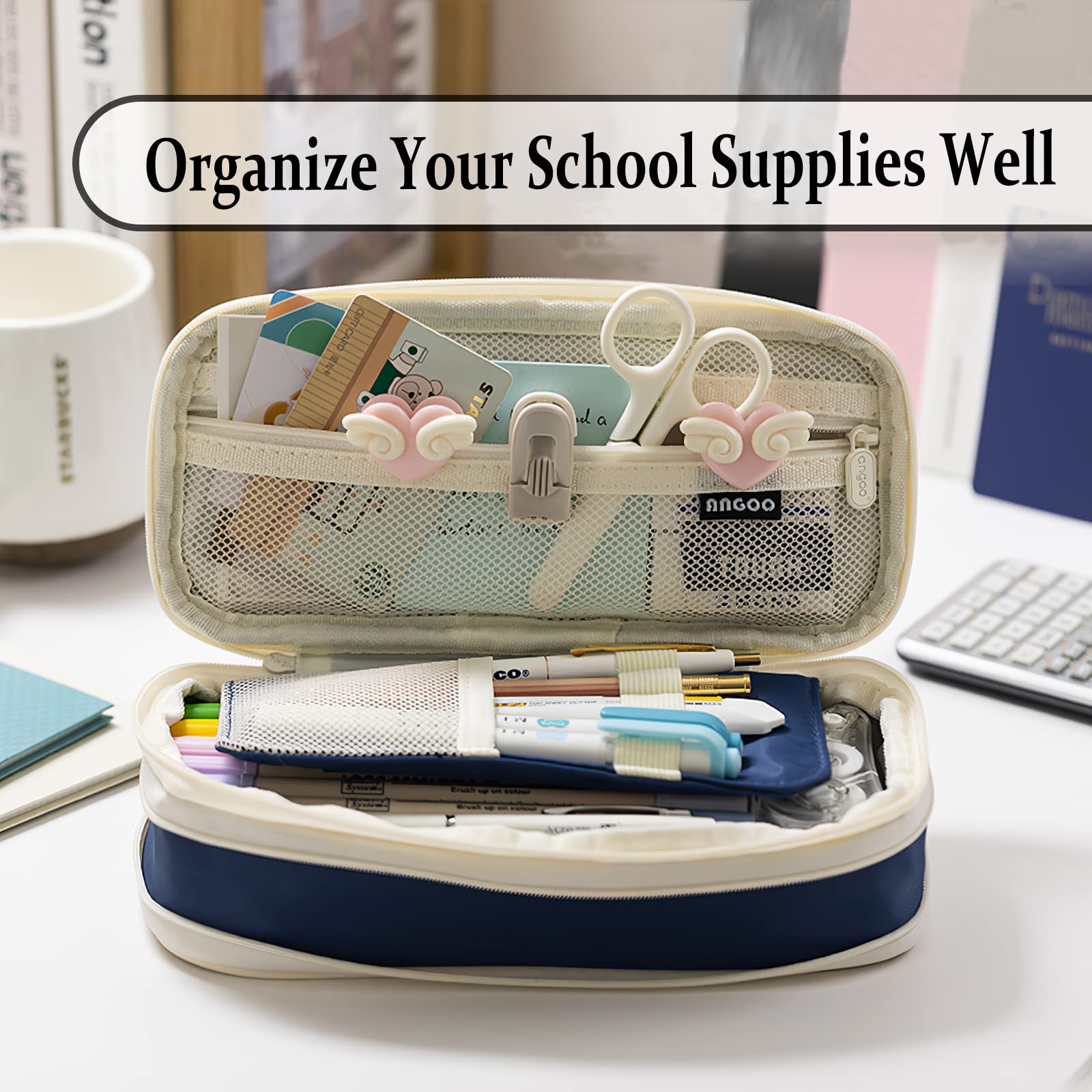 Large Capacity Pencil Case, Pencil Case for Adult, Cute Pencil Case, Pen Pencil Organizer for Stationery Supplies Marker Highlighter for Middle High School Student Kids Adult (Pink)