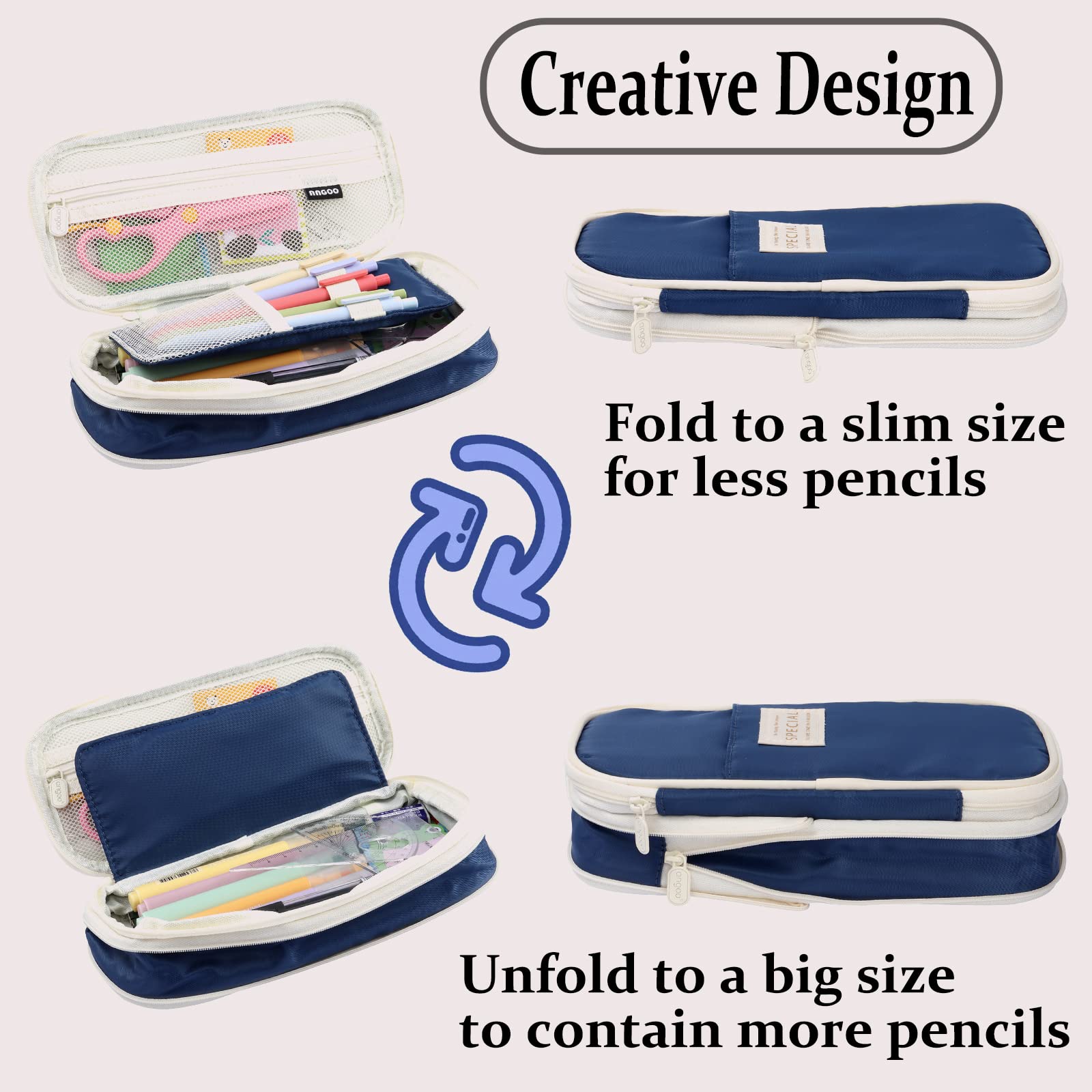 Large Capacity Pencil Case, Pencil Case for Adult, Cute Pencil Case, Pen Pencil Organizer for Stationery Supplies Marker Highlighter for Middle High School Student Kids Adult (Pink)