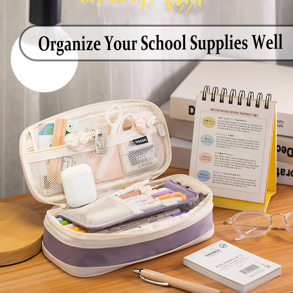 Large Capacity Pencil Case, Pencil Case for Adult, Cute Pencil Case, Pen Pencil Organizer for Stationery Supplies Marker Highlighter for Middle High School Student Kids Adult (Pink)