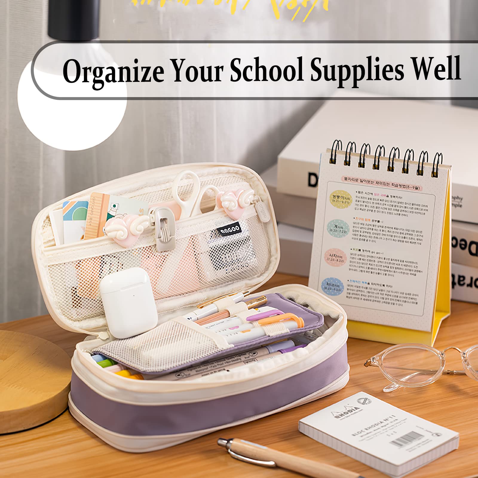 Large Capacity Pencil Case, Pencil Case for Adult, Cute Pencil Case, Pen Pencil Organizer for Stationery Supplies Marker Highlighter for Middle High School Student Kids Adult (Pink)