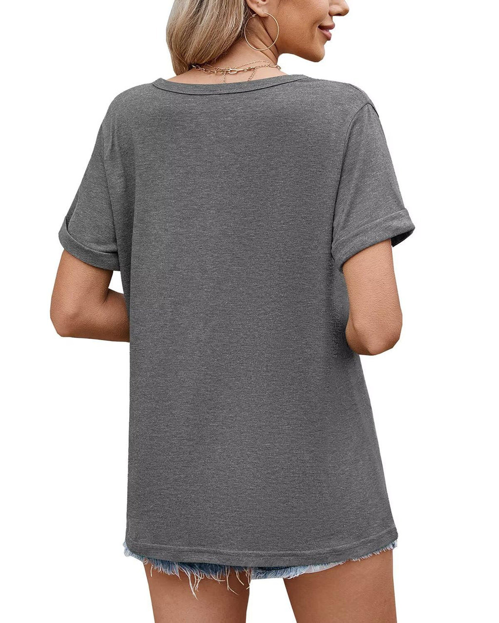 WELINCO T-Shirts d'été à Manches Courtes Pour Femmes, Chemises décontractées et douces, t-Shirts basiques Wine Red X-Large