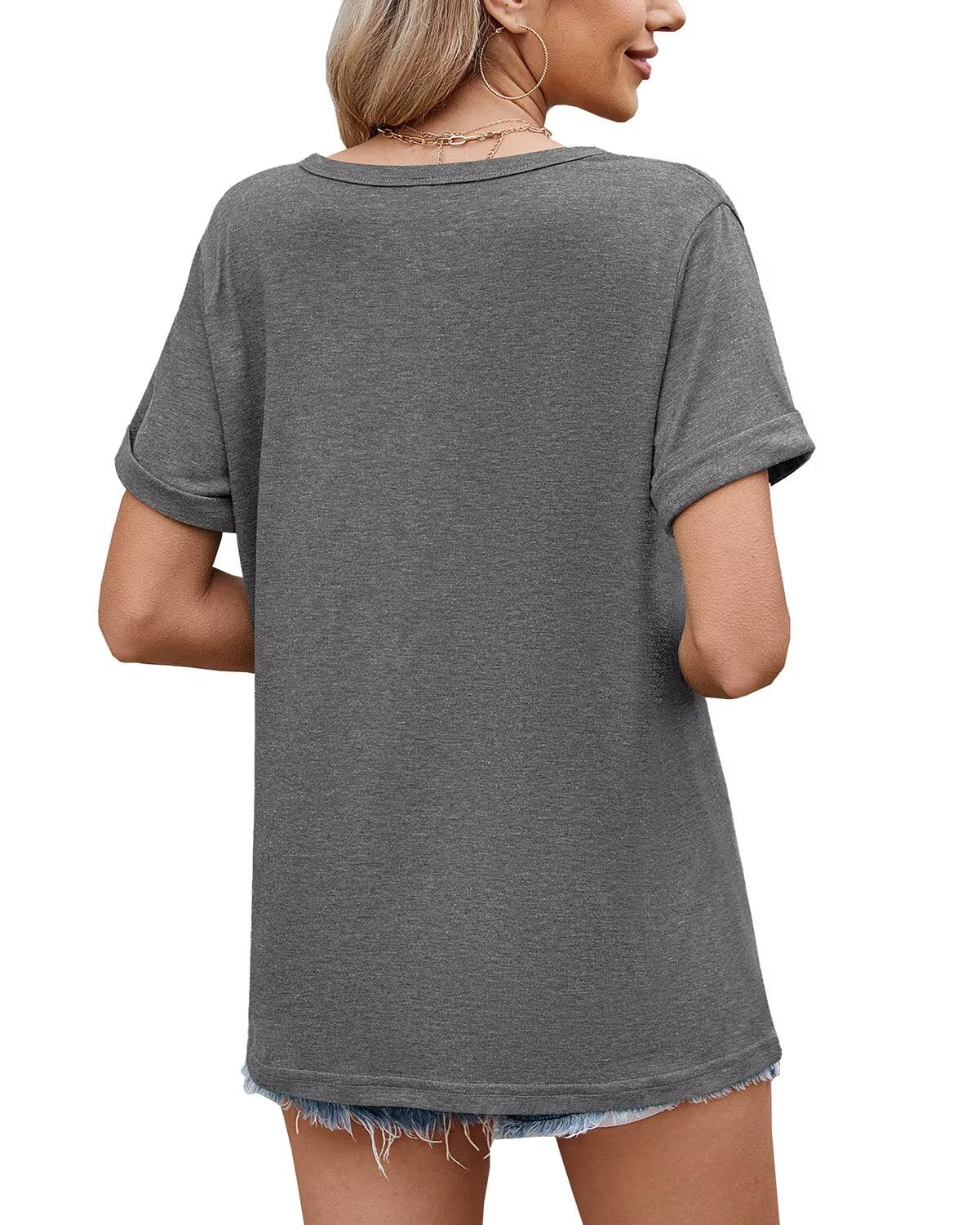 WELINCO T-Shirts d'été à Manches Courtes Pour Femmes, Chemises décontractées et douces, t-Shirts basiques Wine Red X-Large