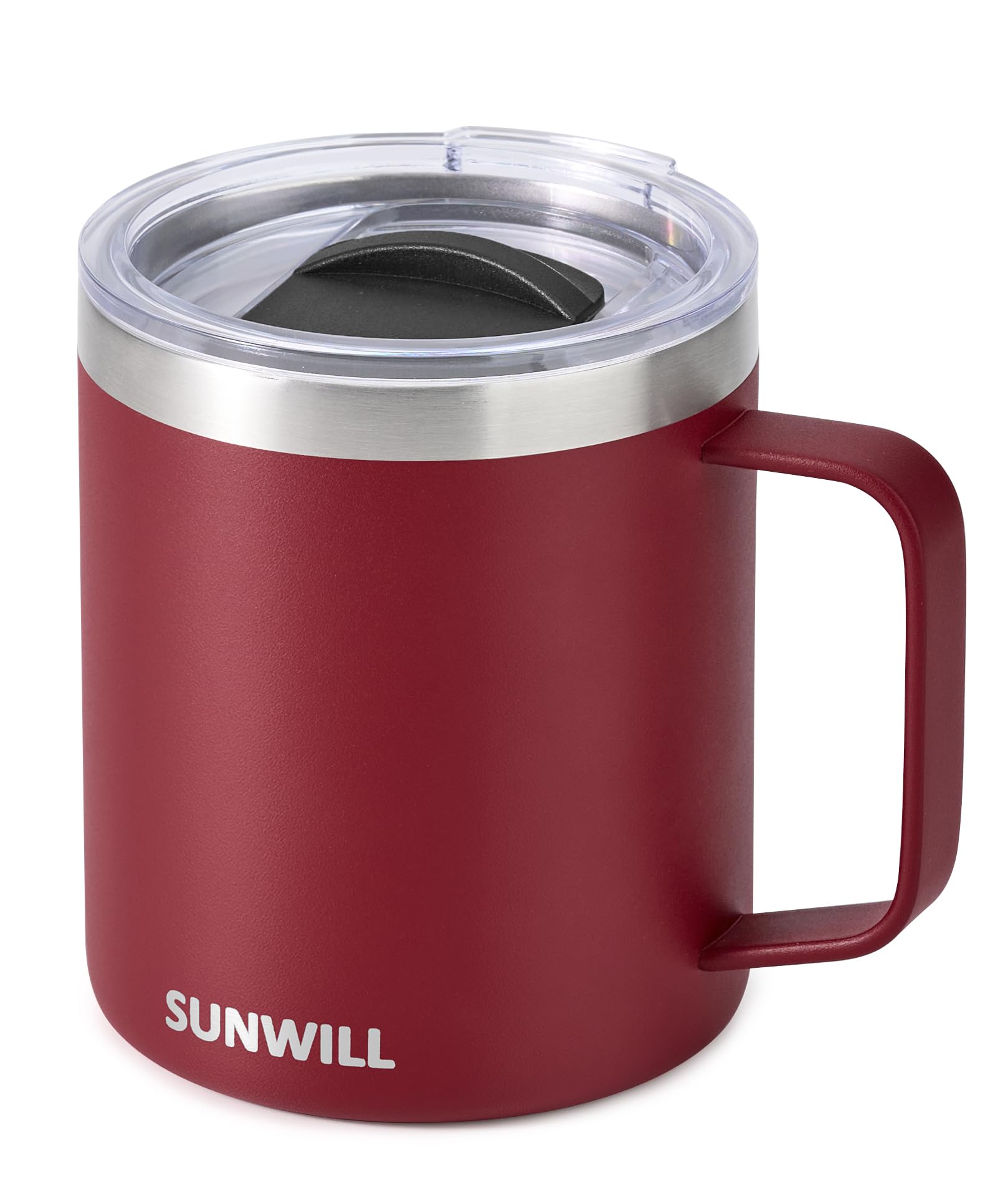 SUNWILL Travel Coffee Mug with Lid, Insulated Tumbler with Handle, 14 oz Stainless Steel Cup for Ice, Water, Tea, Powder Coated Orchid