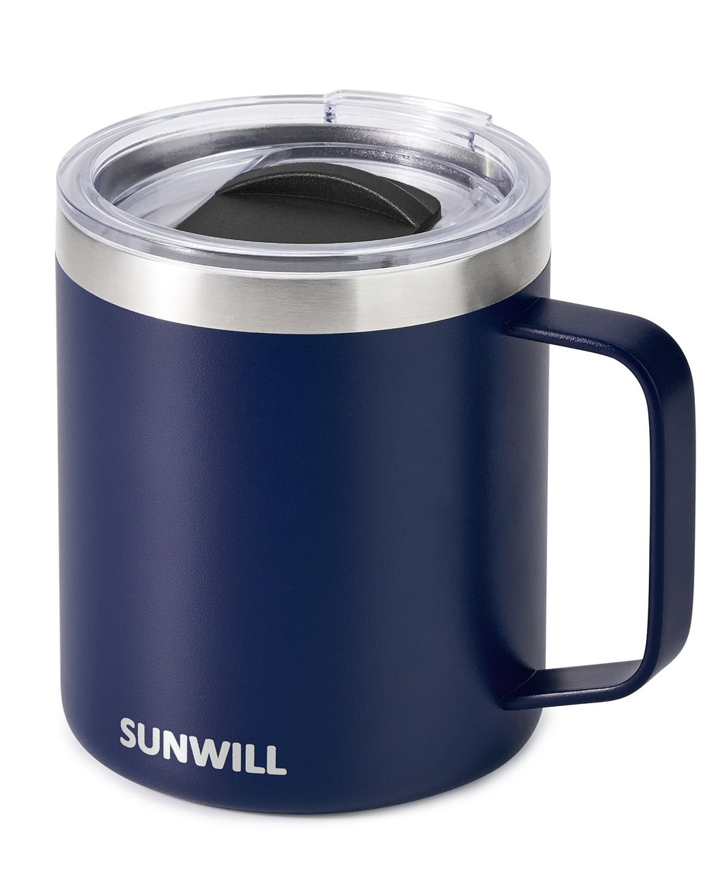 SUNWILL Travel Coffee Mug with Lid, Insulated Tumbler with Handle, 14 oz Stainless Steel Cup for Ice, Water, Tea, Powder Coated Orchid