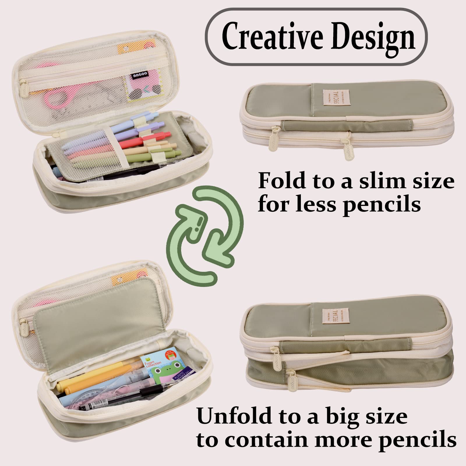 Large Capacity Pencil Case, Pencil Case for Adult, Cute Pencil Case, Pen Pencil Organizer for Stationery Supplies Marker Highlighter for Middle High School Student Kids Adult (Pink)