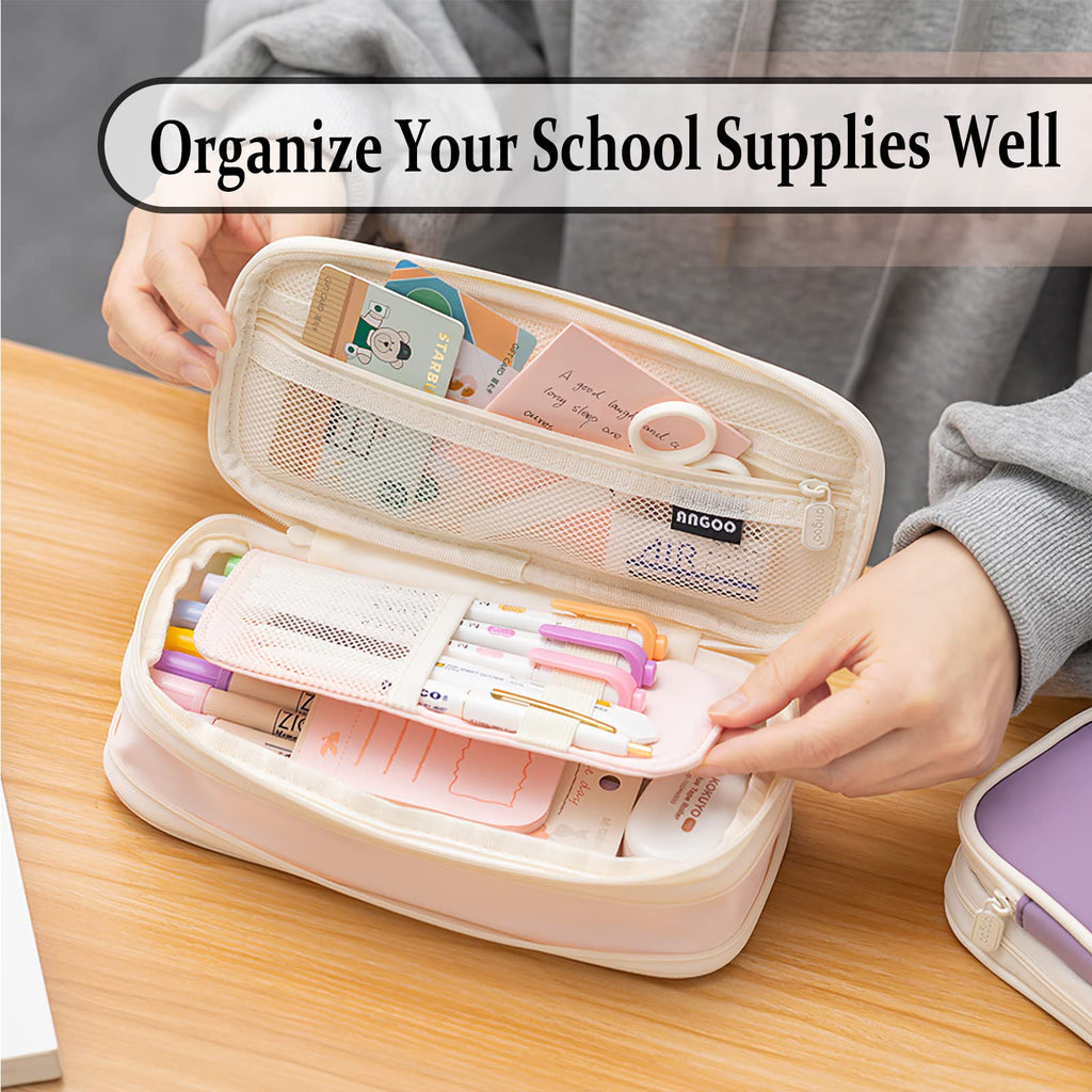 Large Capacity Pencil Case, Pencil Case for Adult, Cute Pencil Case, Pen Pencil Organizer for Stationery Supplies Marker Highlighter for Middle High School Student Kids Adult (Pink)