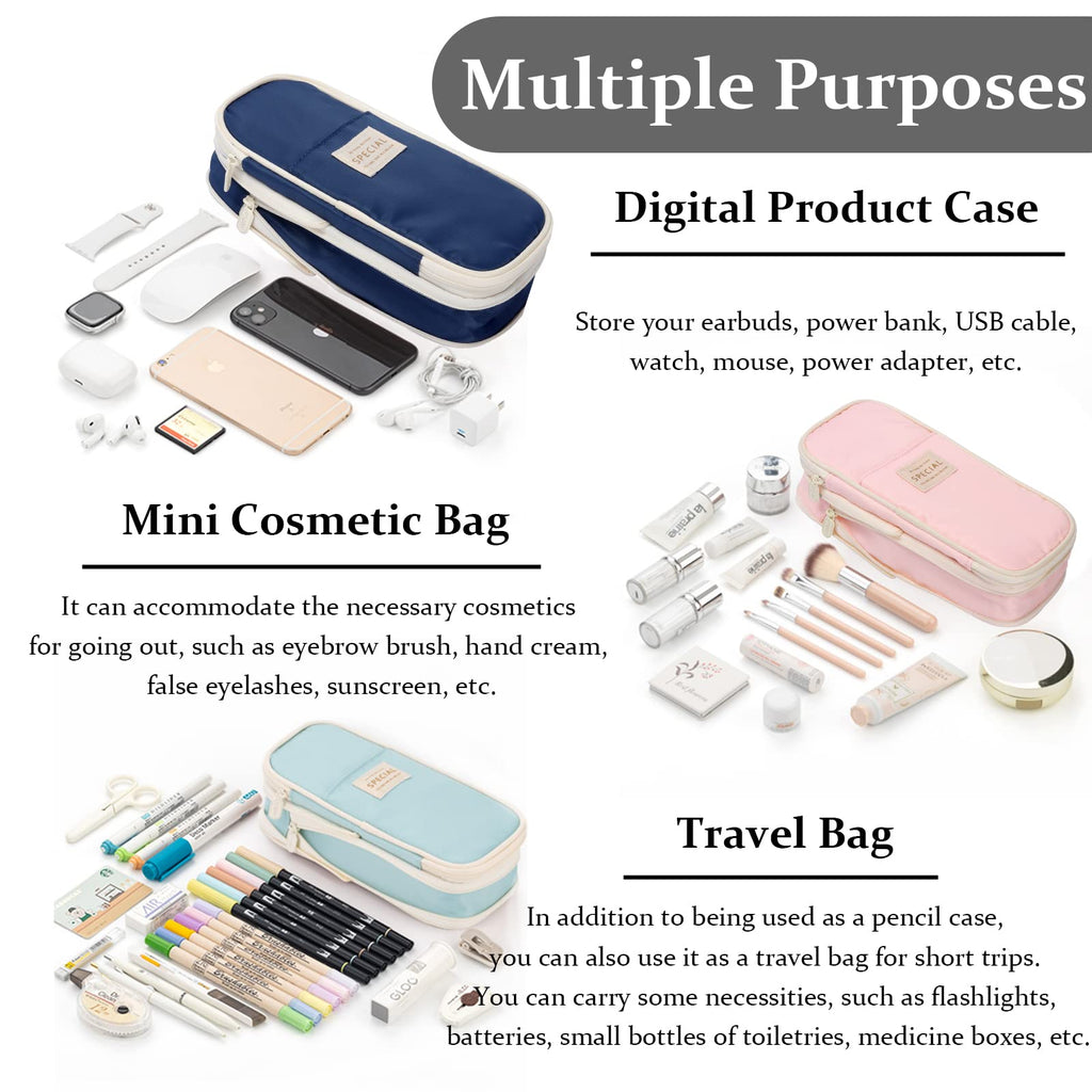 Large Capacity Pencil Case, Pencil Case for Adult, Cute Pencil Case, Pen Pencil Organizer for Stationery Supplies Marker Highlighter for Middle High School Student Kids Adult (Pink)