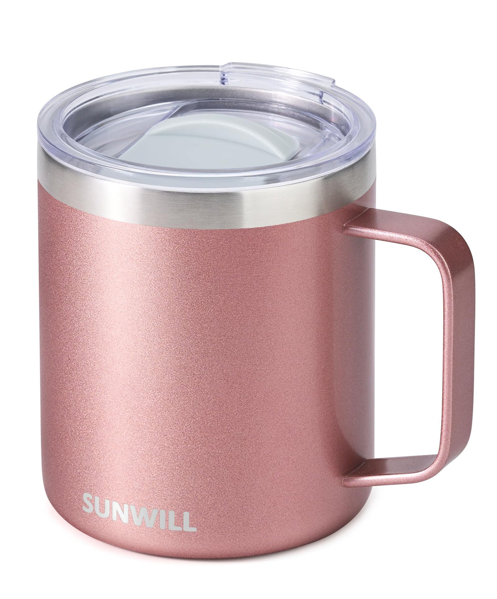 SUNWILL Travel Coffee Mug with Lid, Insulated Tumbler with Handle, 14 oz Stainless Steel Cup for Ice, Water, Tea, Powder Coated Orchid