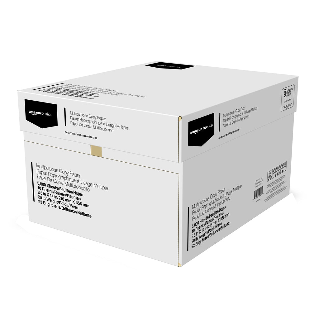 Amazon Basics Multipurpose Copy Printer Paper, 21.6 x 27.9cm, 9.07kg, 1 Ream, (500 Sheets), 92 Bright, White