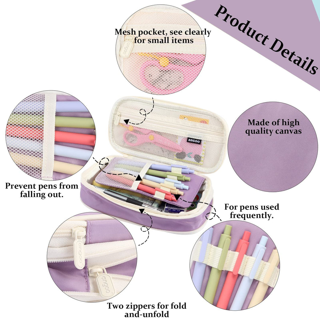 Large Capacity Pencil Case, Pencil Case for Adult, Cute Pencil Case, Pen Pencil Organizer for Stationery Supplies Marker Highlighter for Middle High School Student Kids Adult (Pink)