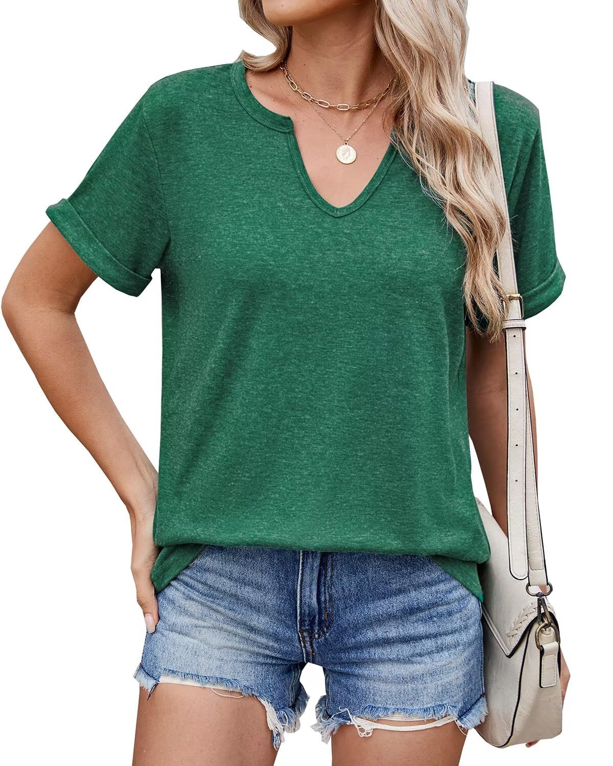 WELINCO T-Shirts d'été à Manches Courtes Pour Femmes, Chemises décontractées et douces, t-Shirts basiques Wine Red X-Large