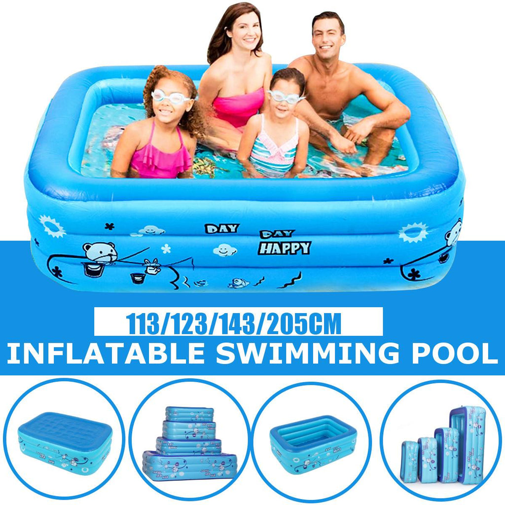 113/123CM 3 Layers Children Inflatable Pool Bathing Tub Baby Kid Home Outdoor Large Inflatable Square Swimming Pool Water Play